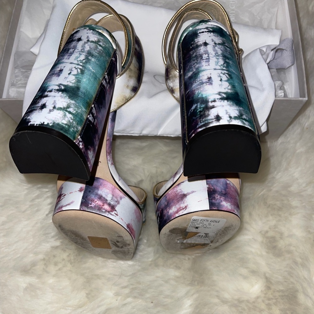 Jimmy Choo Multi-Color Tie-Dye Ankle Strap Block Heel Sandals - Picture 6 of 6